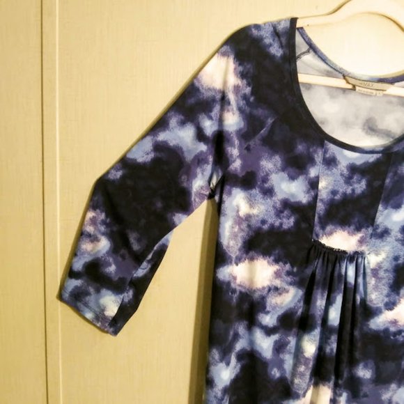 SCOOP NECK*3/4 LENGTH SLEEVES*PULL ON TOP*WOMEN SIZE L*BLUE & WHITE. - Picture 3 of 7